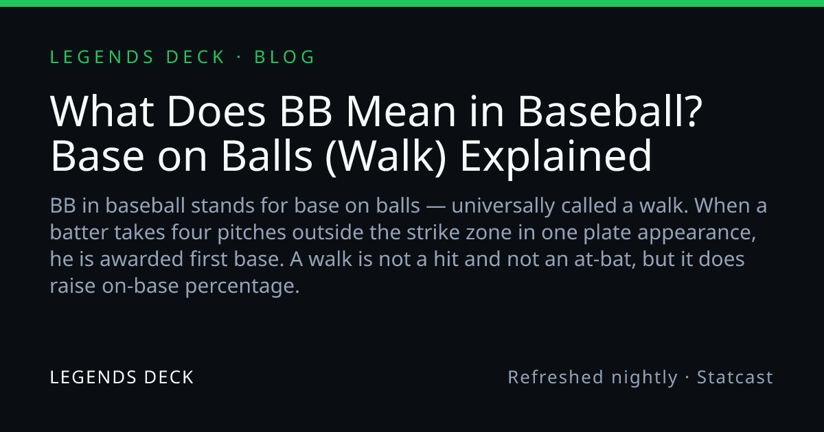 What Does BB Mean in Baseball? Base on Balls (Walk) Explained | Legends ...